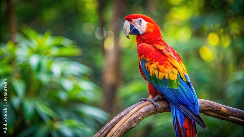 Vibrantly colored macaw perched on a tree branch, Macaw, parrot, bird, colorful, tropical, feathers, wildlife, exotic, vibrant Vibrantly colored macaw perched on a tree branch, Macaw, parrot, bird, colorful, tropical, feathers, wildlife, exotic, vibrant