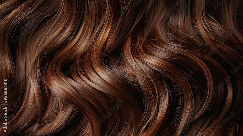 Close-up of Wavy Brown Hair Texture