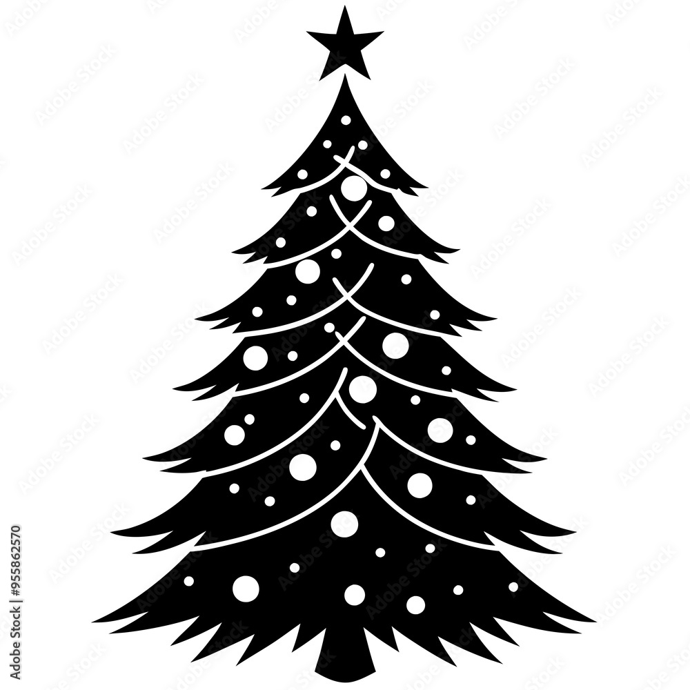 Christmas tree black silhouette Vector illustration Christmas tree black silhouette Vector illustration