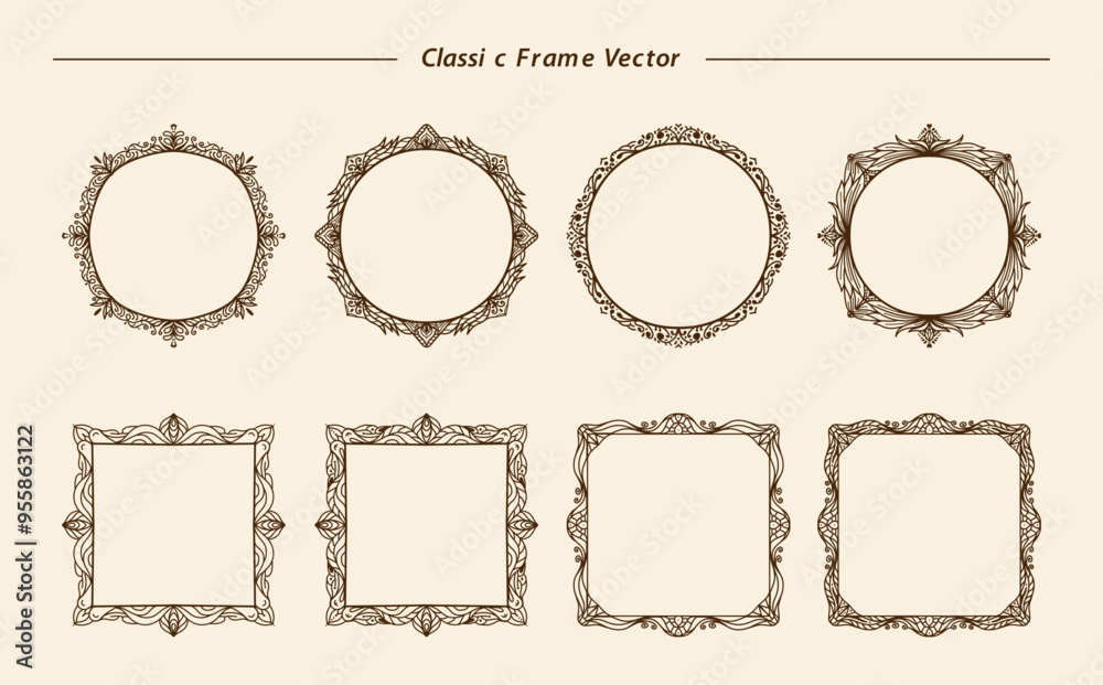 Obraz premium Antique Ornament Frame. Decorative Border Frame, Retro Style Border.