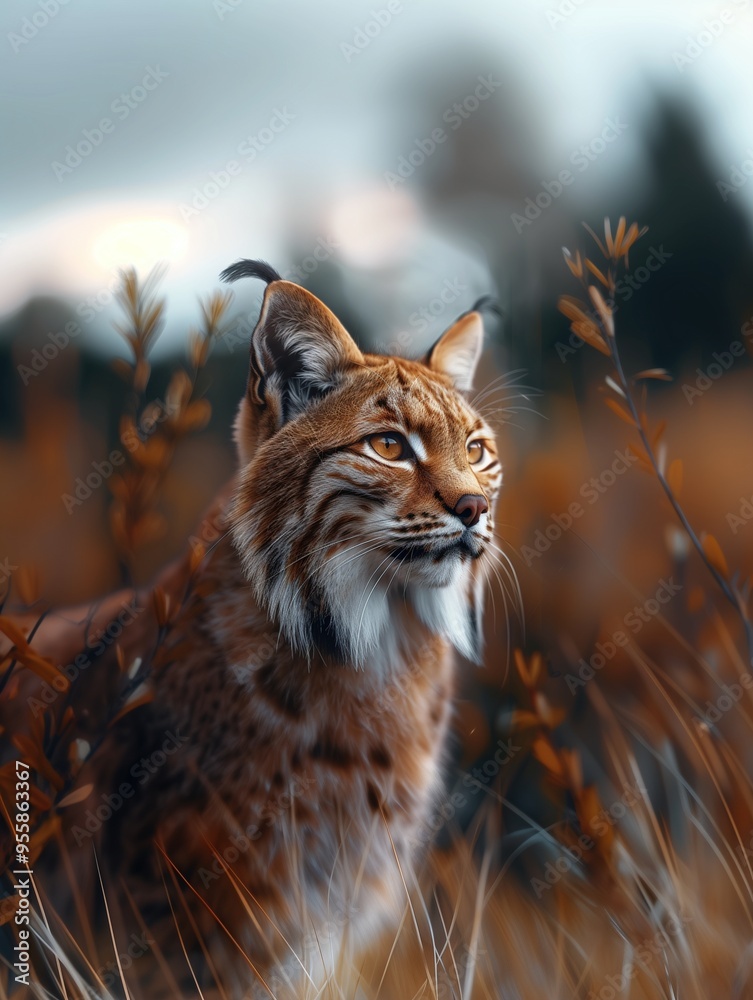 Fototapeta premium Close up portrait of Andean Mountain Cat in natural habitat, wildlife photography