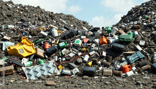 Discarded electronic waste in landfills contributes to visual pollution.