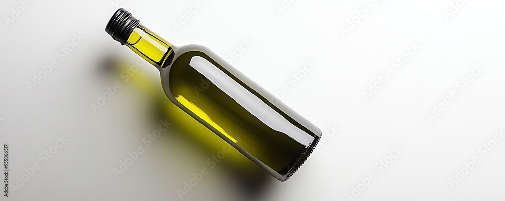a bottle of extra virgin olive oil with an elegant label, premium quality, rich greengold tones, isolated on white background