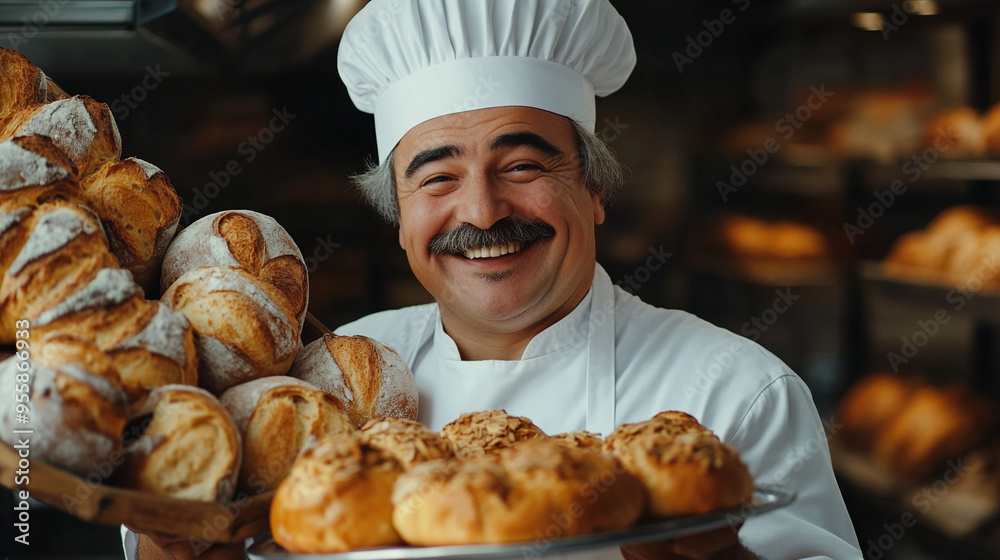 A charming baker with a round face A charming baker with a round face