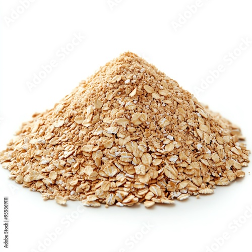 a mound of instant oats, fine and quickcooking, soft and light, isolated on white background photo