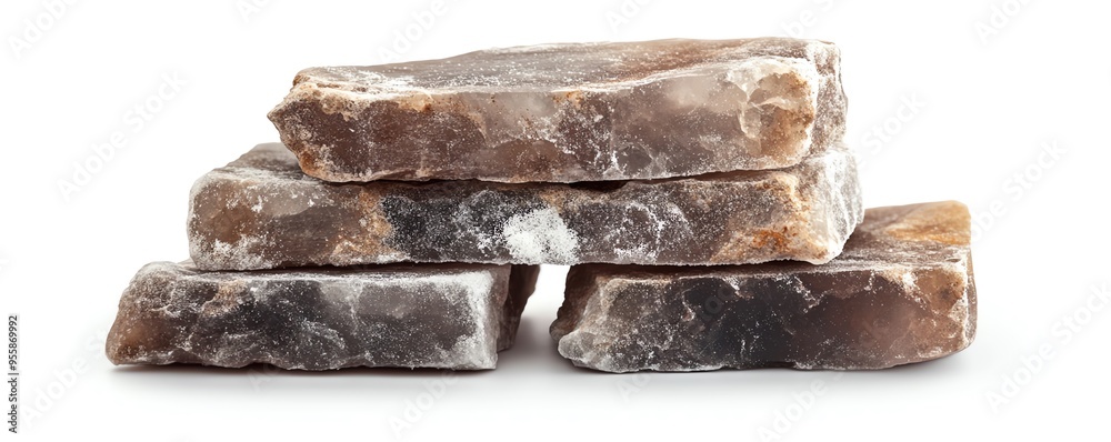 a salt lick for animals, natural block, rough and rustic, isolated on white background