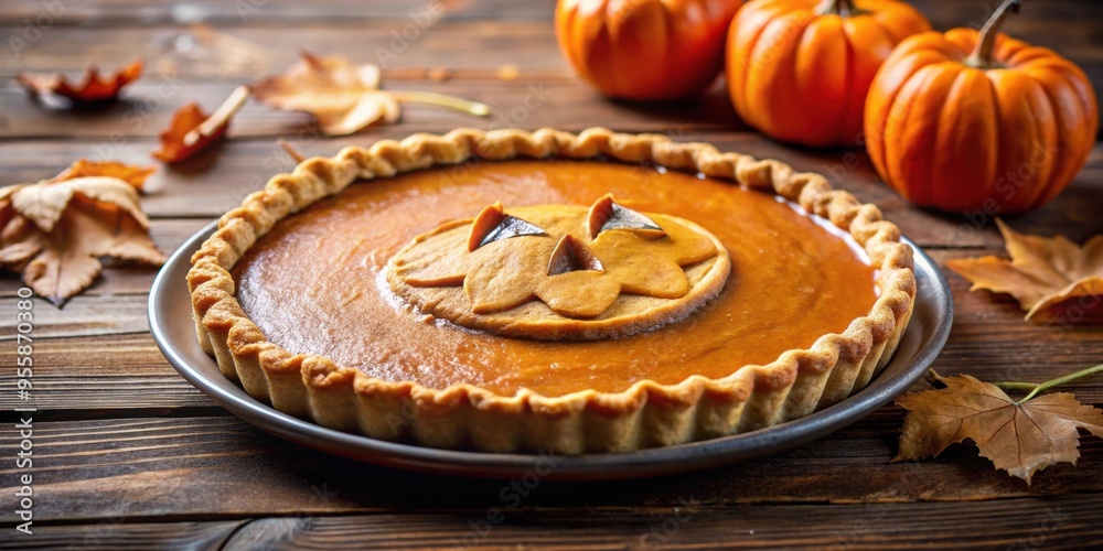Delicious pumpkin pie with a spooky Halloween twist, Halloween, pumpkin, pie, dessert, holiday, celebration, orange, autumn Delicious pumpkin pie with a spooky Halloween twist, Halloween, pumpkin, pie, dessert, holiday, celebration, orange, autumn