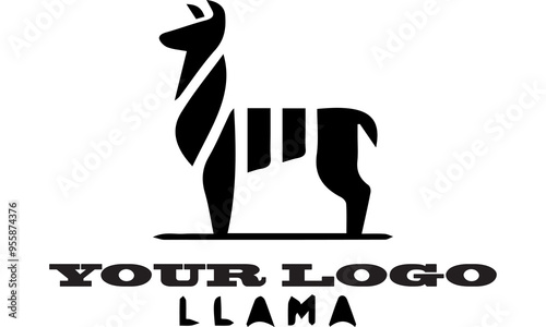 Minimalist Black Llama Logo Elegance in Minimalist Llama Vector Graphic Design Black Llama Silhouette Simple Llama Logo Design