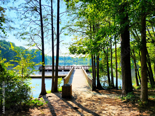 Fishing Pier in Mazarick Park, Fayetteville, North Carolina, USA	 photo