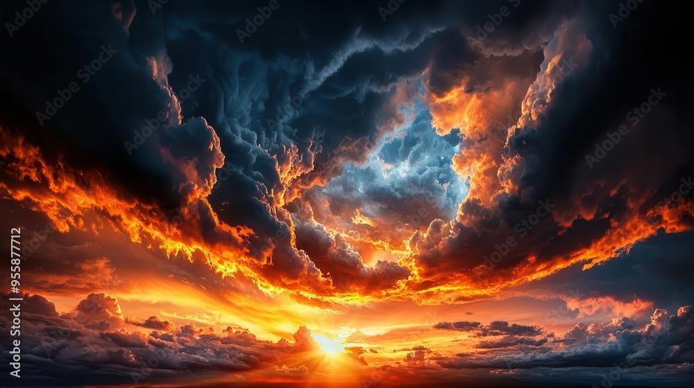 Rare KelvinHelmholtz wave clouds in sky captured in a dramatic, wideangle shot with the unique cloud formations against a vibrant sky Rare KelvinHelmholtz wave clouds in sky captured in a dramatic, wideangle shot with the unique cloud formations against a vibrant sky