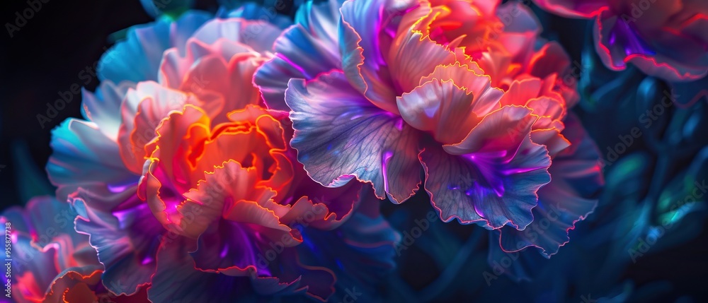 Vibrant Close-Up of a Flower with Neon Glow Vibrant Close-Up of a Flower with Neon Glow