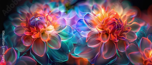 Vibrant Abstract Floral with Neon Hues