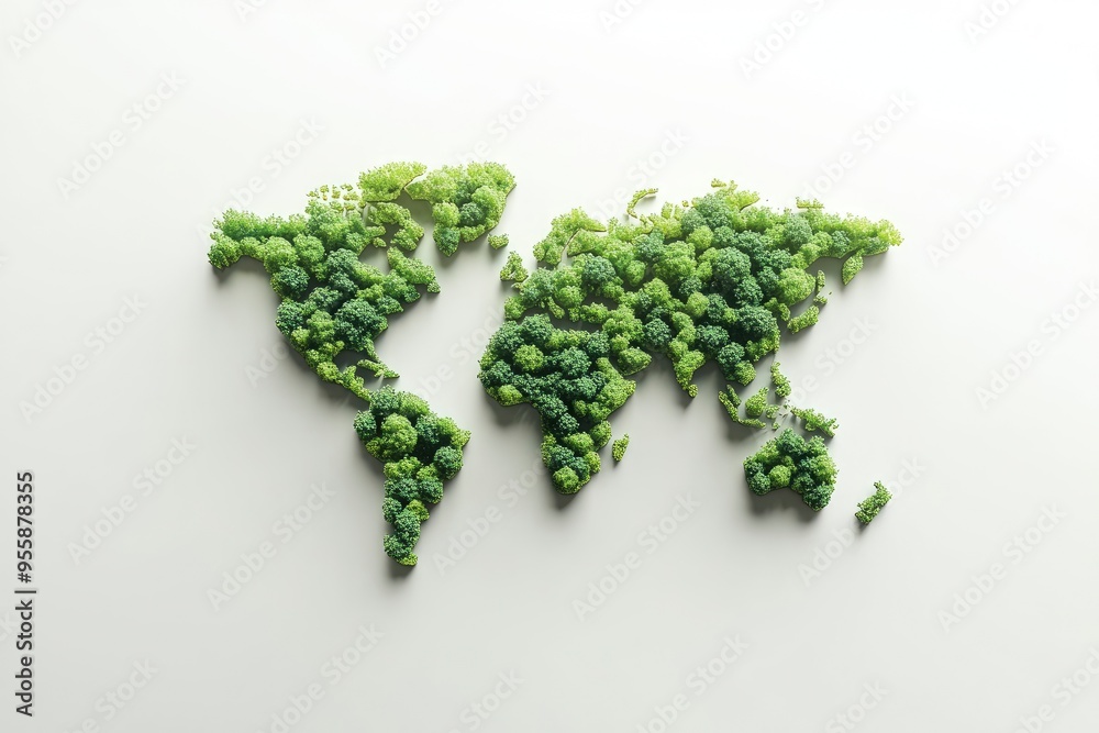Green World Map- 3D tree or forest shape of world map isolated on white background. World Map Green Planet Earth Day or Environment day Concept. with generative ai Green World Map- 3D tree or forest shape of world map isolated on white background. World Map Green Planet Earth Day or Environment day Concept. with generative ai
