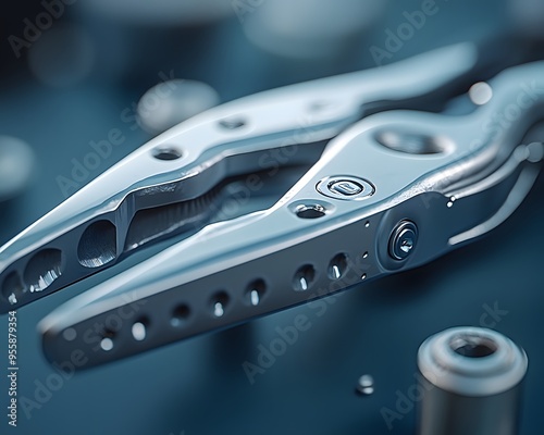 Wallpaper Mural Closeup of Silver Pliers with Blue Background 3D Render Torontodigital.ca