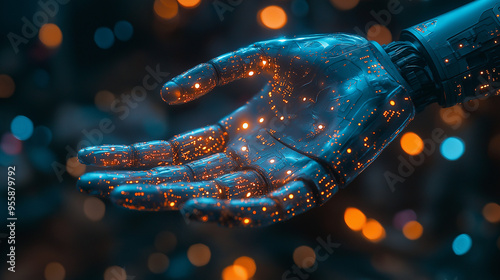 Fototapeta Enhancements through human-machine interfaces, highlighting the potential to augment human abilities with technology