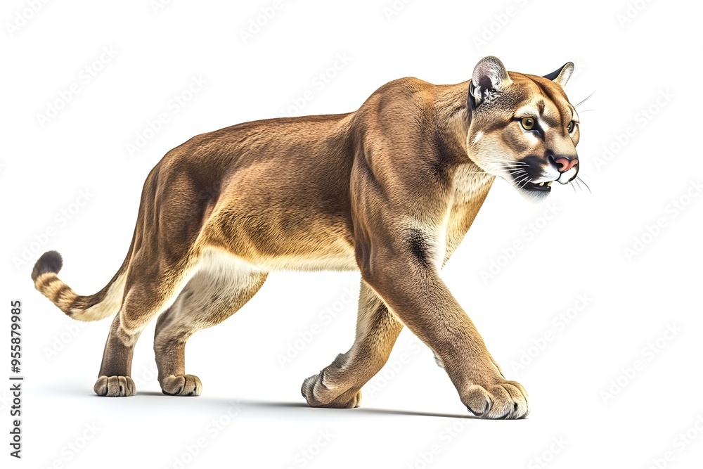 Obraz premium mountain lion on white background