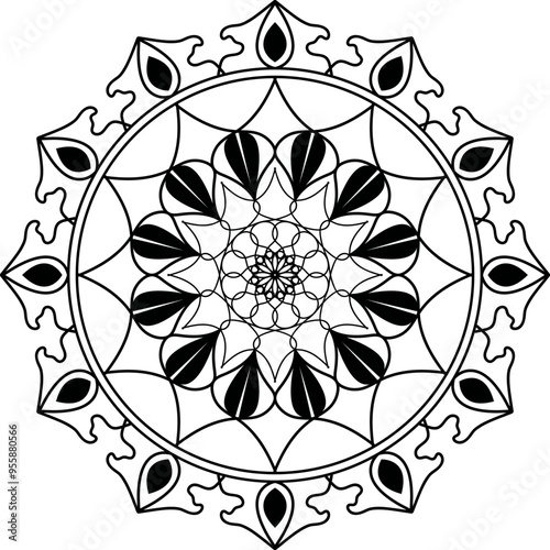 Vector black mandala for coloring book, Ornamental luxury mandala pattern, mandala design