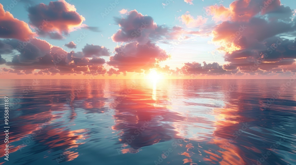 Stunning Sunset over the Calm Ocean Stunning Sunset over the Calm Ocean