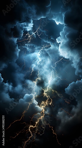 Lightning coming out of the dark clouds