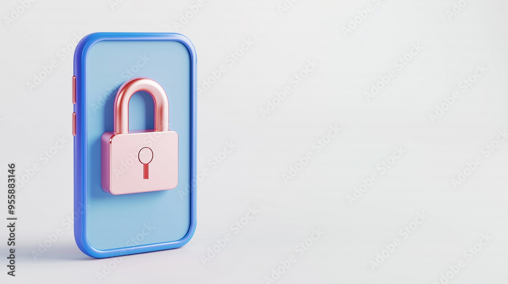 Locked Smartphone, Cybersecurity and Data Protection Concept Locked Smartphone, Cybersecurity and Data Protection Concept