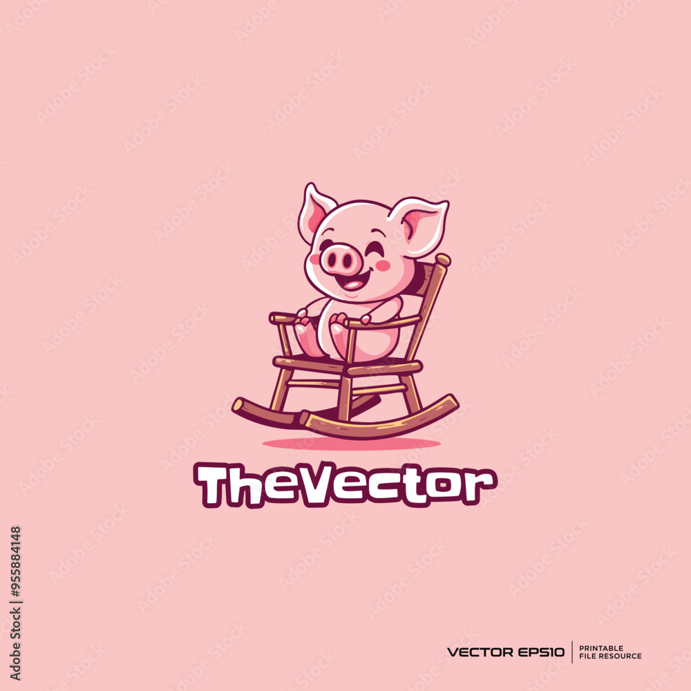 pig sits in a rocking chair logo, vector, mascot, character, cartoon, illustration, eps10 pig sits in a rocking chair logo, vector, mascot, character, cartoon, illustration, eps10