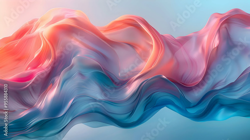 Abstract 3D Background with Pink and Blue Flowing Waves