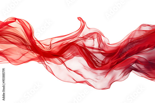 Flowing Red Fabric Against White Background