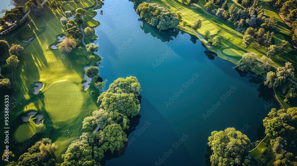Aerial View of a Golf Course with a Lake Aerial View of a Golf Course with a Lake