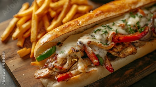 Golden Chicken Sub with Peppers and Cheese