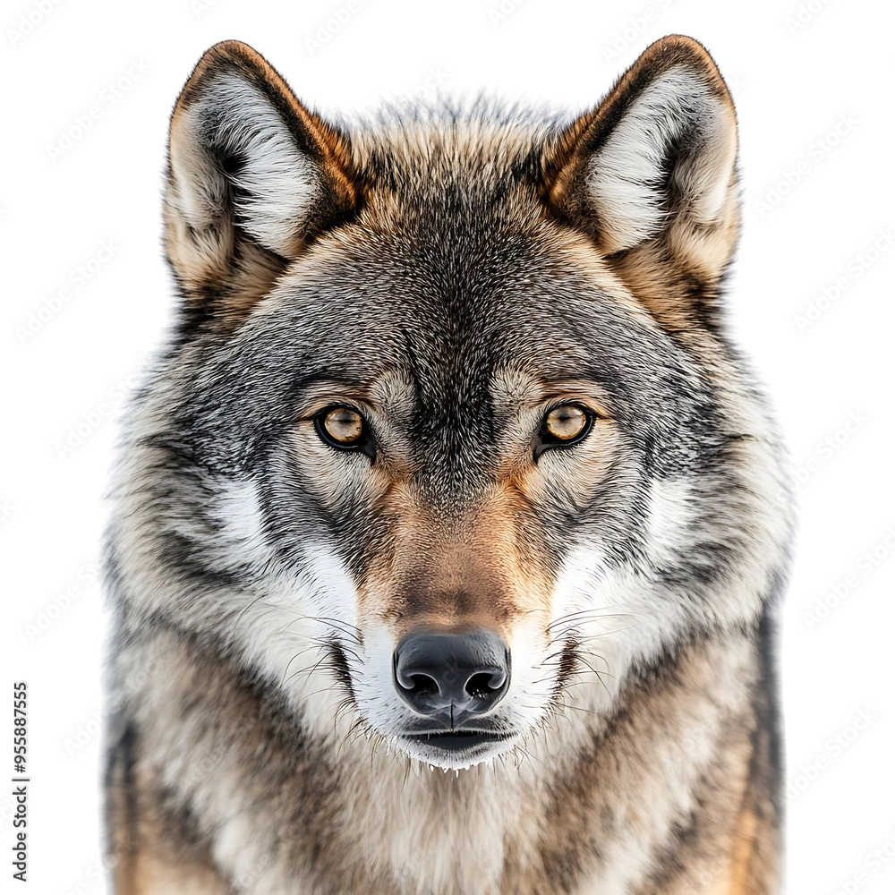 Wolf with Transparent Background, Looking Directly at the Camera with Intense Gaze, Wild Animal Portrait, Isolated Image Wolf with Transparent Background, Looking Directly at the Camera with Intense Gaze, Wild Animal Portrait, Isolated Image