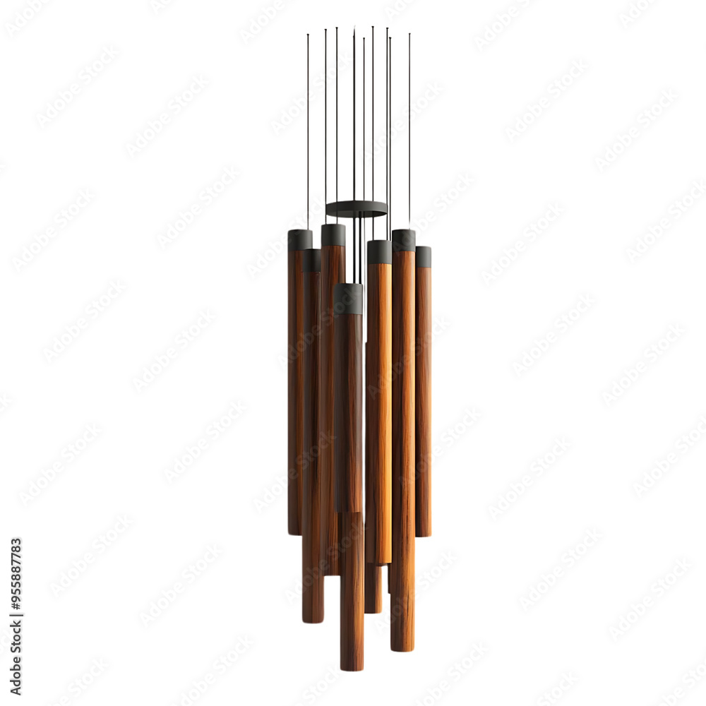 Wooden Wind Chime with Transparent Background, Modern and Elegant Design for Home Decor Wooden Wind Chime with Transparent Background, Modern and Elegant Design for Home Decor