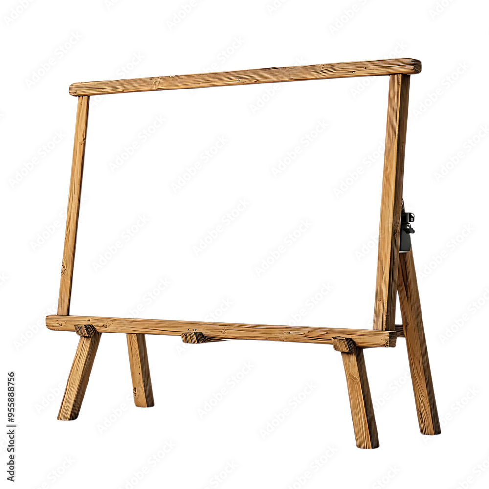 Wooden Easel with Transparent Background for Creative Displays and Presentations