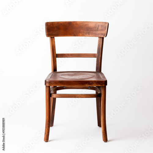 Wooden Chair with Backrest Isolated on White Background