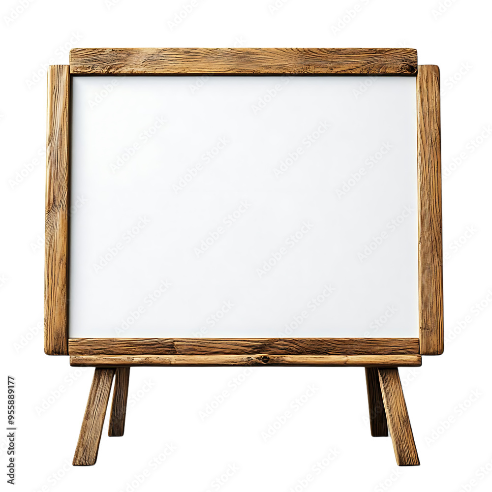 Wooden Frame Whiteboard on Stand with Transparent Background Wooden Frame Whiteboard on Stand with Transparent Background