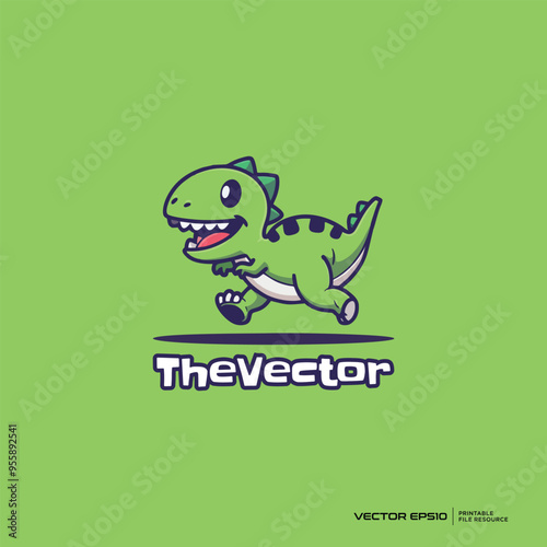 Cute dino walking logo, vector, mascot, character, cartoon, illustration, eps10