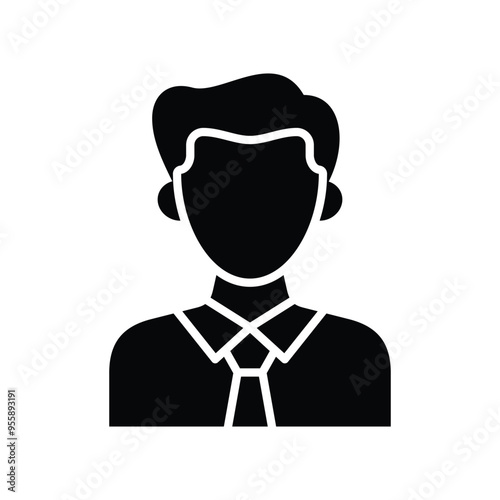 male office worker avatar solid vector icon