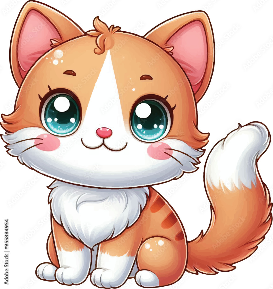 Naklejka premium Illustration Clipart cat colorfull happy smiling orange cat illustration good for tshirt
