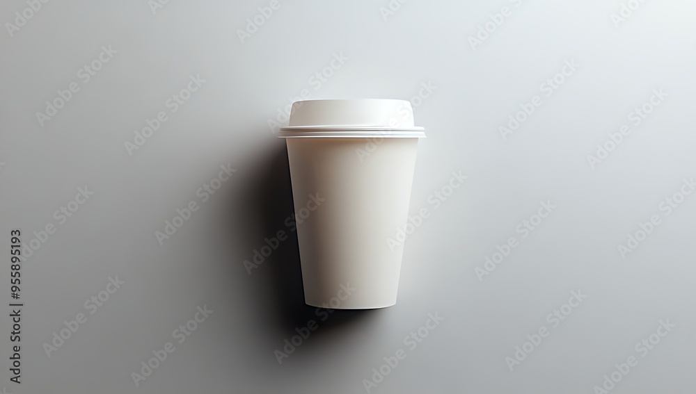 Blank White Paper Coffee Cup Mockup with Lid on a Light Grey Background Blank White Paper Coffee Cup Mockup with Lid on a Light Grey Background