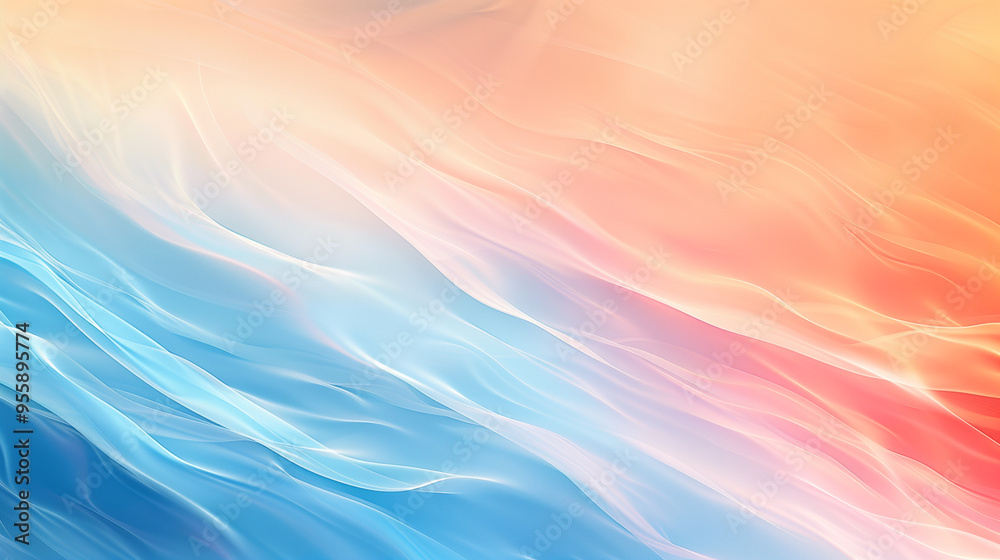 Abstract waveforms in smooth gradient orange and blue tones with flowing lines Abstract waveforms in smooth gradient orange and blue tones with flowing lines