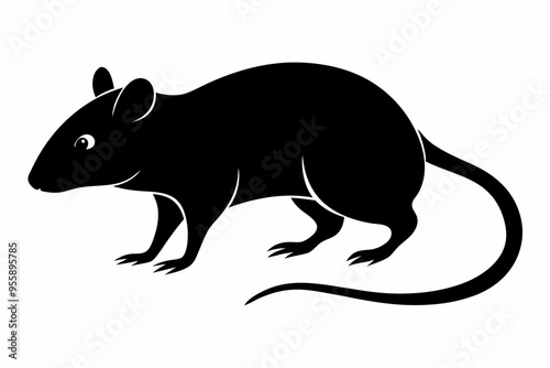 silhouette of ret, mouse icon, mouse rat silhouette isolated on white background