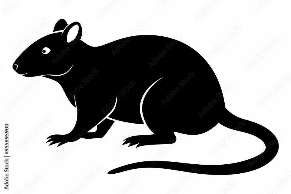 Obraz premium rat silhouette, Mouse silhouette vector, rat icon