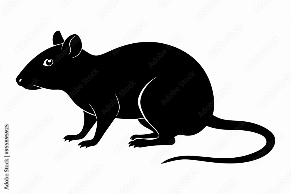 Obraz premium rat silhouette, Mouse silhouette vector, rat icon