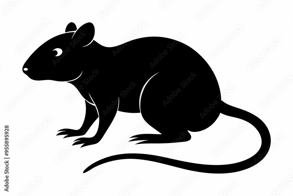 Obraz premium rat silhouette, Mouse silhouette vector, rat icon
