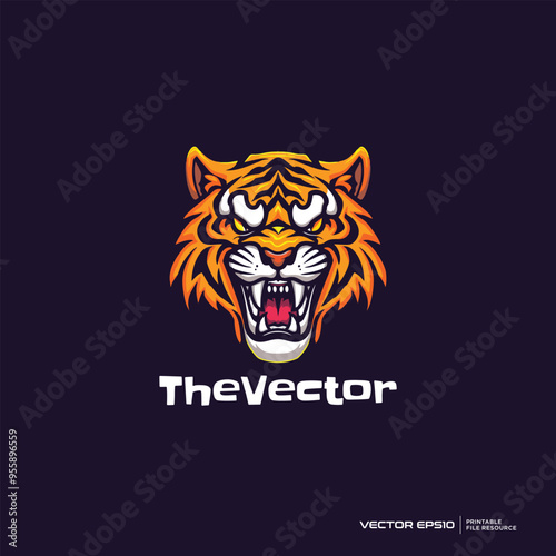 Head tiger, e-sport and game logo, vector, mascot, character, cartoon, illustration, eps10