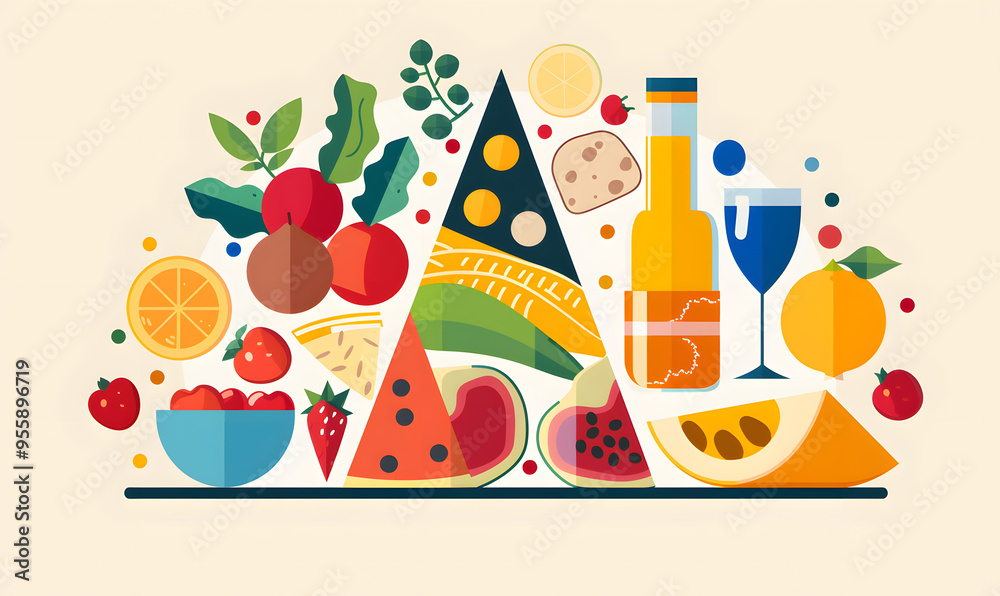 Fototapeta premium fruits and vegetable herbal concept for background or 2d illustrator cartoon.