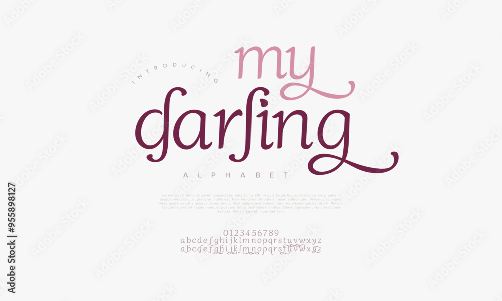 Mydarling typography beauty fashion elegant minimalist serif italic fonts decorative wedding vintage retro logos. Minimal luxury font alphabet logo. Vector illustration Mydarling typography beauty fashion elegant minimalist serif italic fonts decorative wedding vintage retro logos. Minimal luxury font alphabet logo. Vector illustration