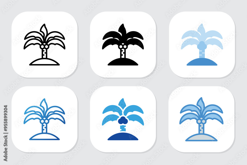 Obraz premium coconut tree icons with various design styles