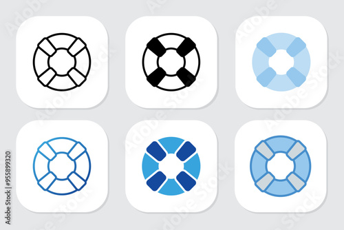 lifebuoy icons with various design styles