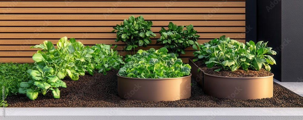 A small urban backyard garden with compost bins, organic vegetable beds, and a rainwater harvesting system, photorealistic, hyper-resolution, sustainable and self-sufficient living A small urban backyard garden with compost bins, organic vegetable beds, and a rainwater harvesting system, photorealistic, hyper-resolution, sustainable and self-sufficient living
