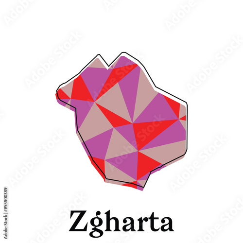 Zgharta Map of Lebanon Country, with polygon style geometric colorful design template names city or province photo